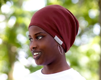 Burgundy Red, Satin Lined Beanie