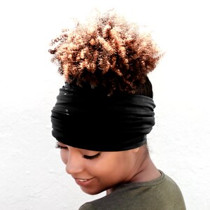 Black, Boho Head Wrap, Wide Hair Wrap, Multipurpose image 4