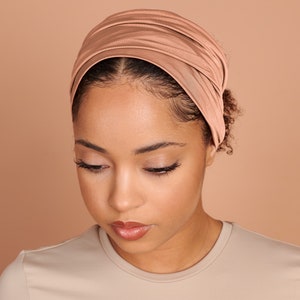 Peach Fuzz, Boho Headband, Multipurpose, Extra Wide, Rose Gold image 1