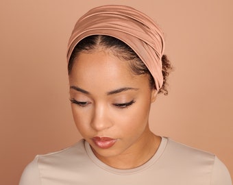 Peach Fuzz, Boho Headband, Multipurpose, Extra Wide, Rose Gold