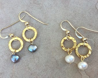 Pearl and Gold Earrings