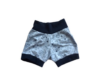 Spaceship kids Shorts, kids summer clothes, baby shorts, toddler shorts, trendy baby shorts, edgy kids clothes, boys shorts, baby boy shorts