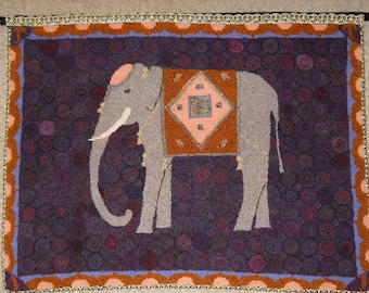 Haleema Wall Hanging, 27.5"x34.5", Designed and hand hooked by Judy Taylor