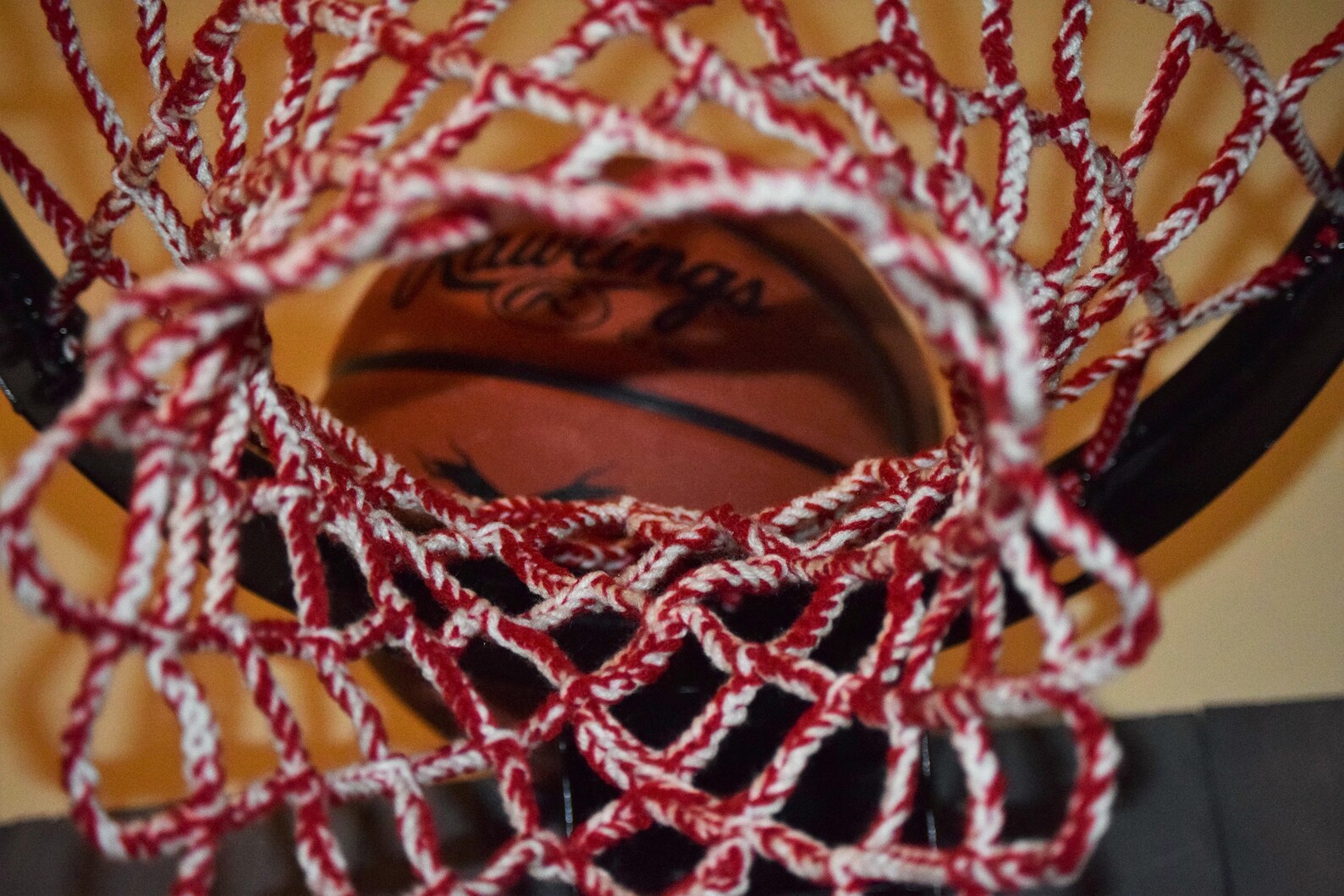 Hand made crochet basketball net. Red and White acrylic. Fits Etsy
