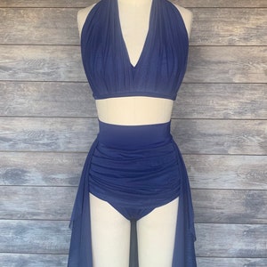 Violet-custom Navy Two Piece /navy Mesh Accents and Skirt/lyrical Dance ...