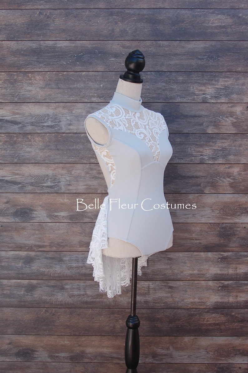 Freesiacustom Silver Lyrical Dance Costume With Lace Etsy