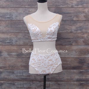 JASMINE-Custom Two Piece Contemporary Dance Costume/Lace Lyrical Dance Costume/Competition Costume withseamed top and lower rise brief