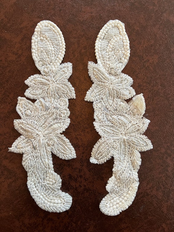 Pair of mirror image Beaded, Sequin, Appliques - image 3