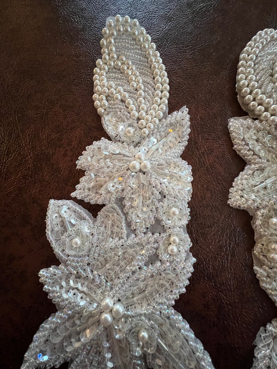 White Mirror Image Sequined, Beaded, Appliques - image 2
