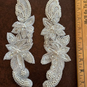 White Mirror Image Sequined, Beaded, Appliques