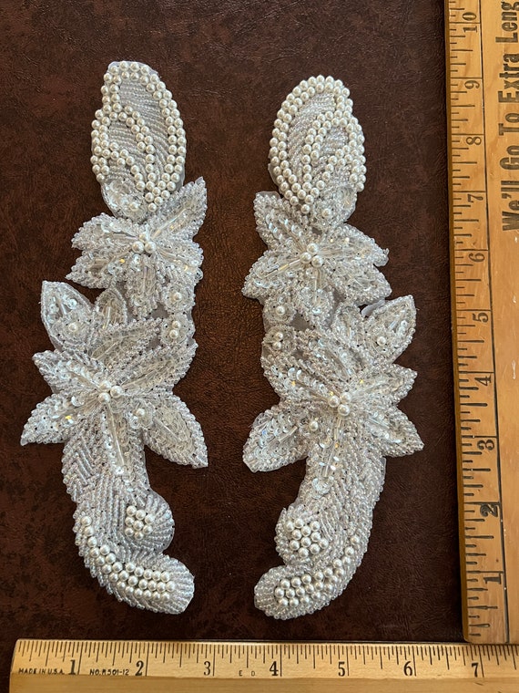 White Mirror Image Sequined, Beaded, Appliques - image 1