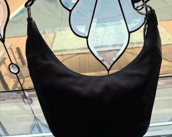 Gucci Black GG Canvas Leather Crescent Shoulder Bag – Gold Hardware