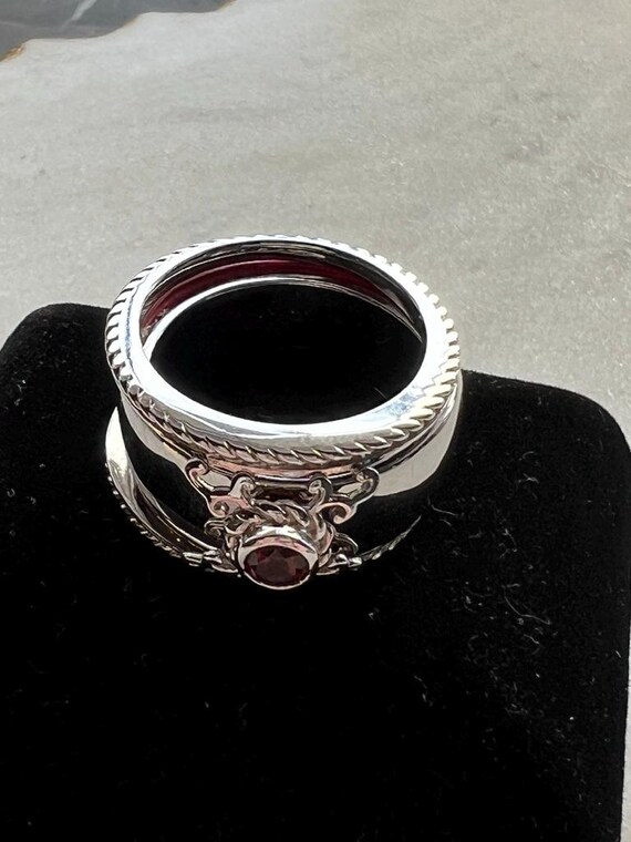 Sterling silver 2 piece insert Red Indonesian Cor… - image 7