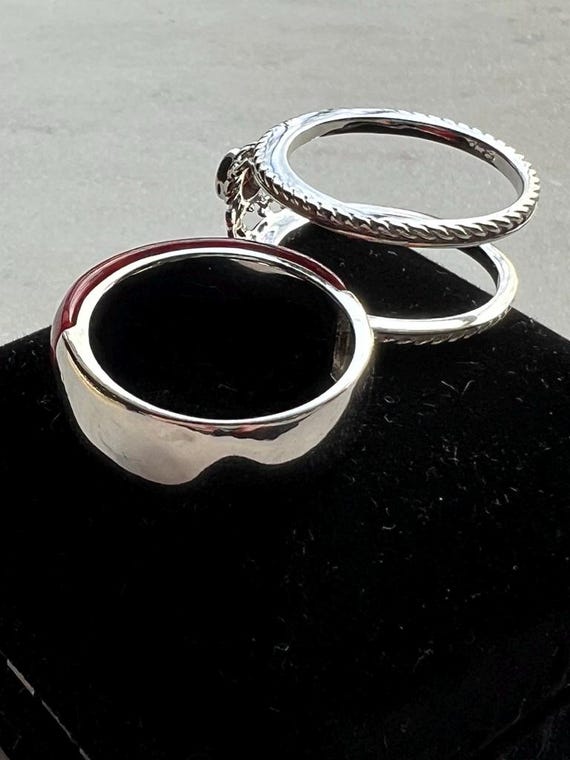 Sterling silver 2 piece insert Red Indonesian Cor… - image 10