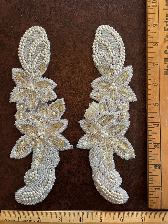 Pair of mirror image Beaded, Sequin, Appliques - image 2