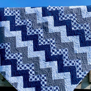Handmade quilt Zig Zag quilt; Chevron pattern, made to order any color or size; custom quilt