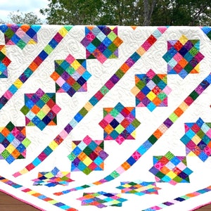 Handmade colorful quilt, River Scraps pattern, patchwork quilt made to order in your choice of color and size