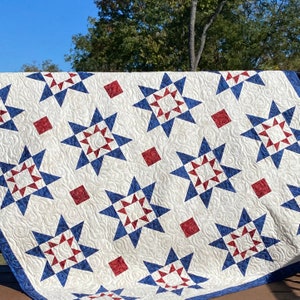 Handmade Double Star quilt; made to order in any color; Rising star quilt