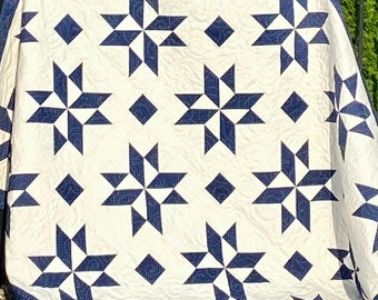 Handmade Star Cotton Quilt: Sarah's Choice Pattern, Custom Colors and Size