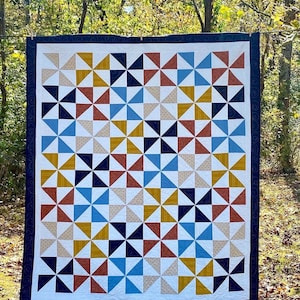 Pinwheel quilt multicolor handmade, your choice of colors, made to order in any size, shower or birthday gift, bed, crib or throw