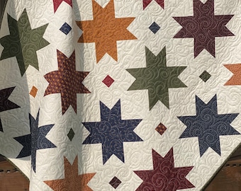 Sawtooth Star Quilt, handmade, your choice of colors and size, made to order quilt