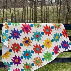 Handmade quilt, colorful Tahoe pattern, any size or colors, made to order, all cotton quilt for throw, bed, baby, or gift