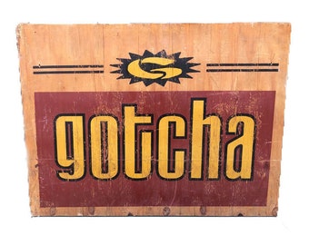 Large Advertisement Sign -- Vintage Signage -- Vintage Gotcha Sign -- Vintage Surf Sign -- Surfing Signage -- Authentic Gotcha Sign