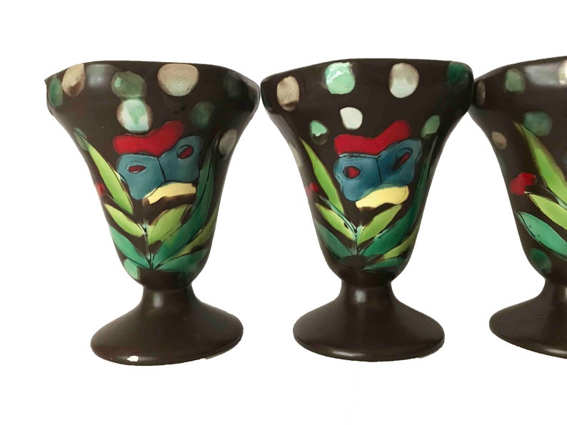 Butterfly Cups Butterfly Pottery Mexican Pottery Ice Cream Cups Vintage Ice Cream Cups Sundae Cups Ice Cream Sundae Cups image 2
