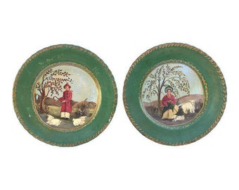 Decorative Plates -- Hand painted Plates -- Hand painted Asian Plates -- Asian Plates -- Decorative Asian Plates -- Green Plates