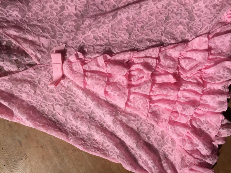 Vintage small victoria secret hot pink lace Chemise babydoll teddy camisole