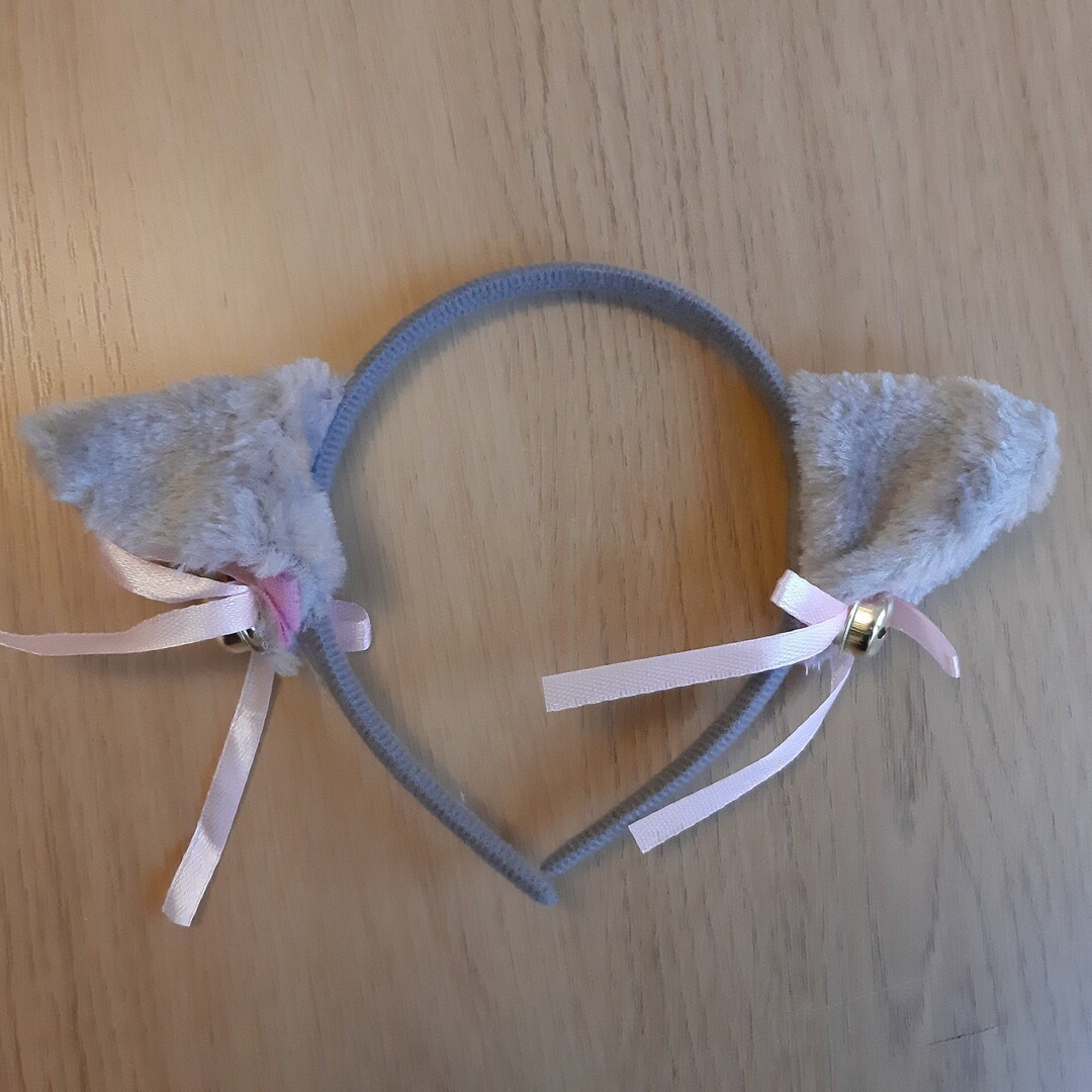 Fluffy Cat Ear Cute Cosplay Costume With Bell Grey Headband Etsy