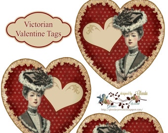 Victorian Valentine Tags  Design II