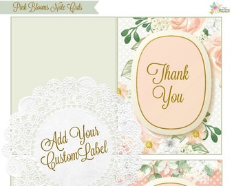 Pink in Bloom Personalized Note Cards and matching Envelop