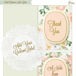 Roze in Bloom Gepersonaliseerde Notitiekaarten en bijpassende envelop