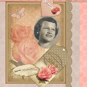 Polka-Dots & Rose Card /Scrapbook Elements Kit image 1