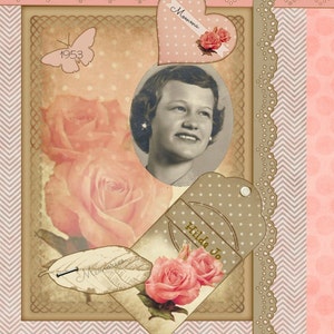 Polka-Dots & Rose Card /Scrapbook Elements Kit