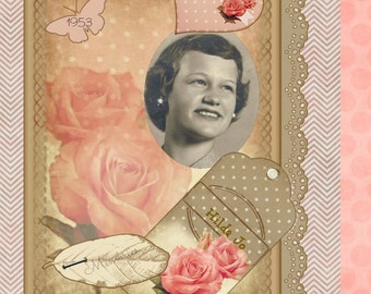 Polka-Dots & Rose Card /Scrapbook Elements Kit