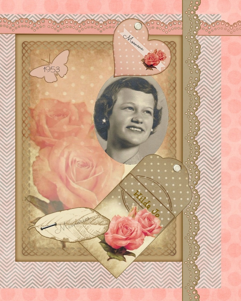 Polka-Dots & Rose Card /Scrapbook Elements Kit image 1