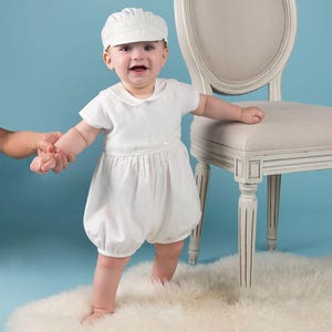 SALE- Baby Boy Baptism Outfit 'Oliver Ivory' | Ivory Linen Boys Outfit | Blessing & Christening Outfit | Linen Baby Romper | FINAL SALE