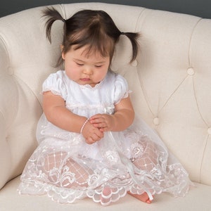 Sample Sale | Christening Dress Baby Girl &#39;Joli&#39; | Baby Girl Pink Lace Dress | FINAL SALE