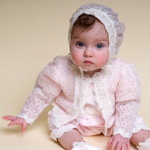 SALE | Baby Girl Knit Sweater &#39;Belle&#39; | Baby Girl Toddler Pink Knit Sweater | Baby Girl Baptism & Christening Sweater | FINAL SALE