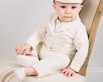 SALE | Baby Boy Christening Suit 'Miles' | Baby Boys Christening & Baptism Cotton Suit | Ivory Cotton Baby Boys Outfit | FINAL SALE