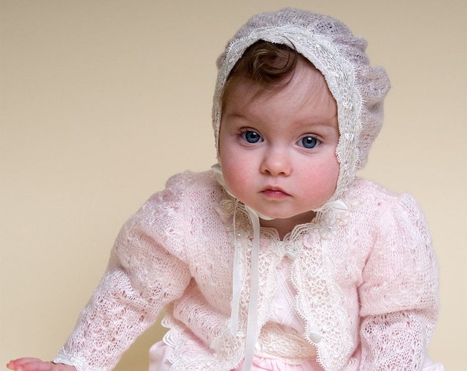 SALE Baby Girl Knit Sweater 'belle' Baby Girl Toddler Pink Knit Sweater