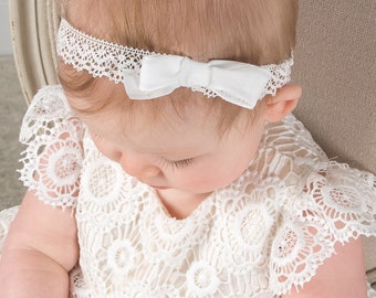 Lace Headband for Baby Girl | Christening Headband | Baptism Headband | Ivory Lace Headband for Girls Christening 'Poppy'