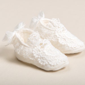 Baby Girl Ivory Lace Booties 'Poppy' | Baby Girl Lace Booties | Ivory Lace Crib Shoe | Baby Girl Christening & Baptism | Girls Booties