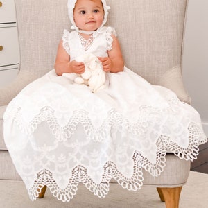 SALE- Baby Girl Lace Gown 'Lily' | Light Ivory Christening & Baptism Gown | Baby Girl Blessing Gown | Light Ivory Lace Gown | FINAL SALE