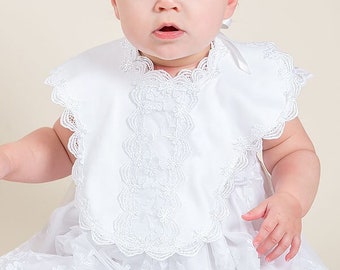 SALE | Baby Girl White Cotton Bib | Baby Girl White Pima Bib | Christening & Baptism Bibs | Baby Girl | Baby Girl White Bib | FINAL SALE