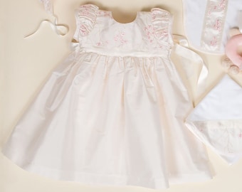 SALE |  Baby Girls Ivory Dupioni Silk Dress 'May Lin' | Baby Girls Baptism and Blessing Dress | Baby Girl Silk Dress | FINAL SALE