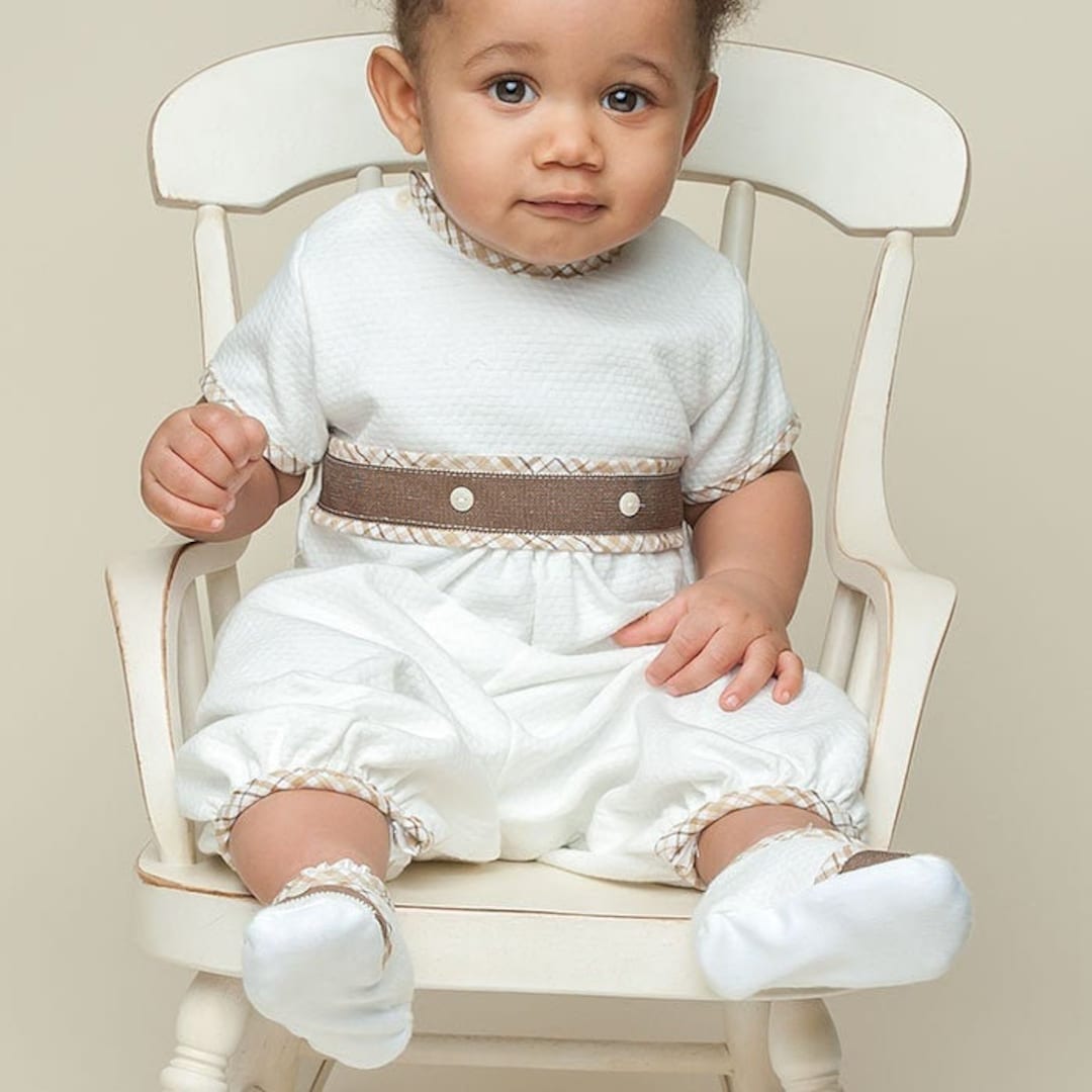 SALE Baby Boy Cotton Jumpsuit 'dylan' Blessing & Christening Outfit