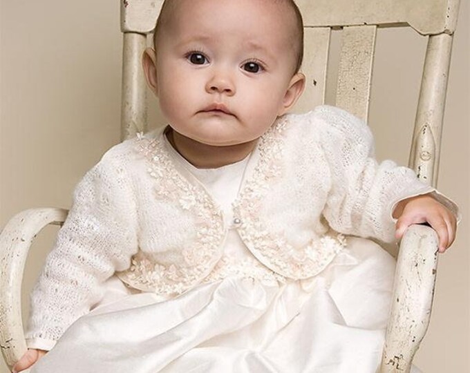 Christening Sweater Baby Girl 'leila' Newborn Girl Etsy